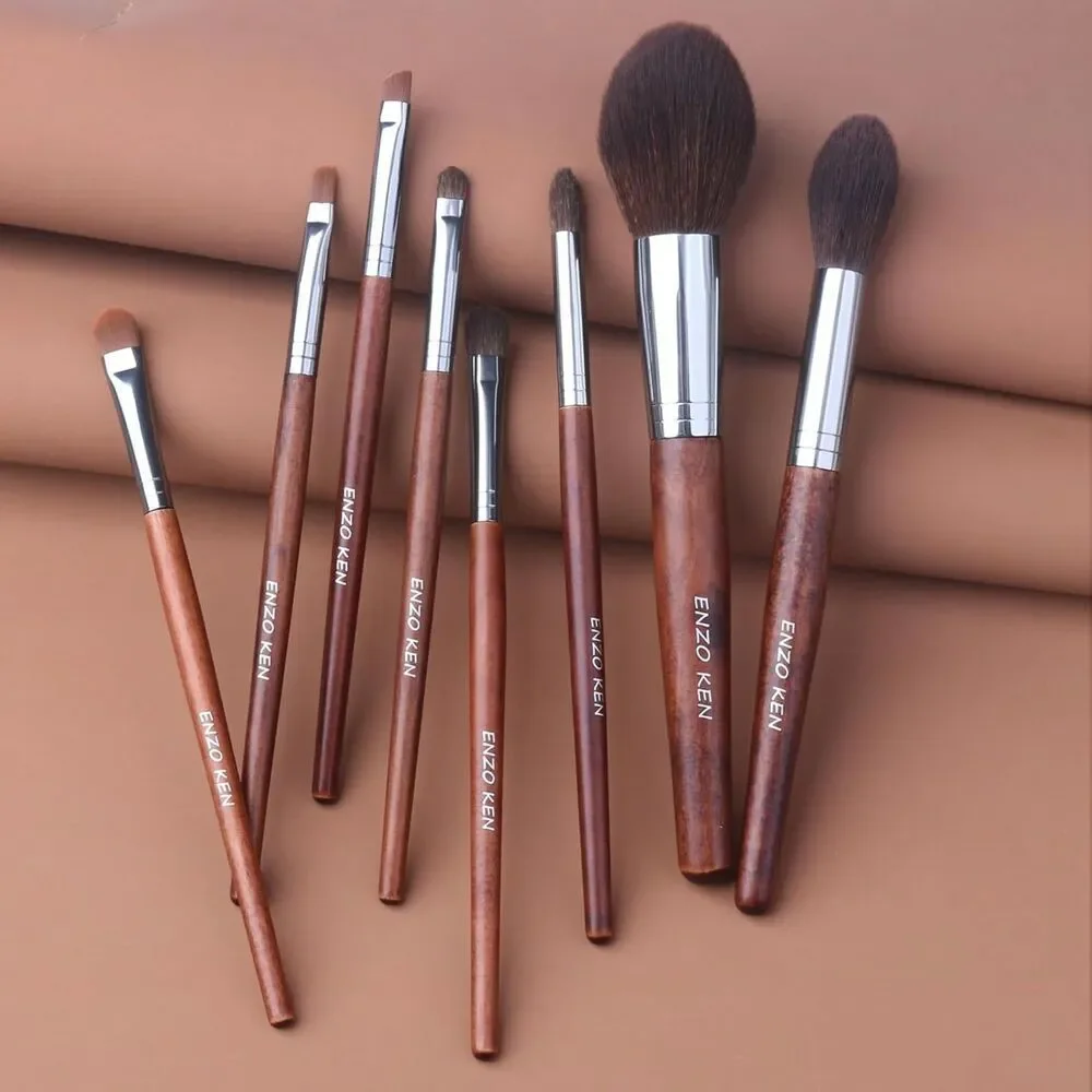 Walnut Professional Cosmetic Natural Pony Hair Makeup Brush Set with Case